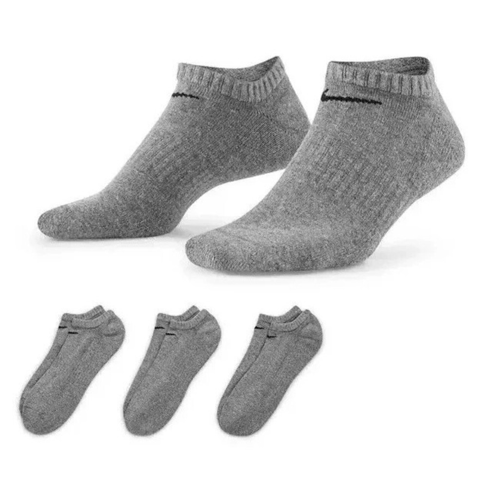 Men's Nike 3-Pack Everyday Cushion No-Show Training Socks Gray